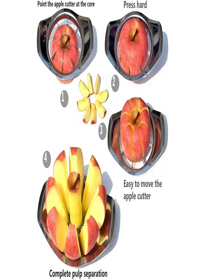 GOMNIK قطاعة التفاح السريعة من غومنيك، مصنوعة من الفولاذ المقاوم للصدأ، مزودة بـ 8 شفرات، ملحقات مطبخ، فائقة الحدة، قطاعة فواكه (عبوة من قطعة واحدة) - Image 2